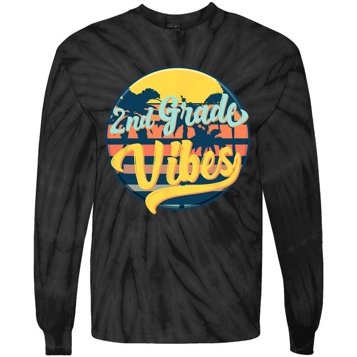 Second Grade Vibes Team 2nd Grade Teacher Or Student Retro Tie-Dye Long Sleeve Shirt