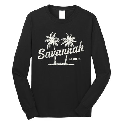 Savannah Georgia Vintage 70s Palm Trees Long Sleeve Shirt