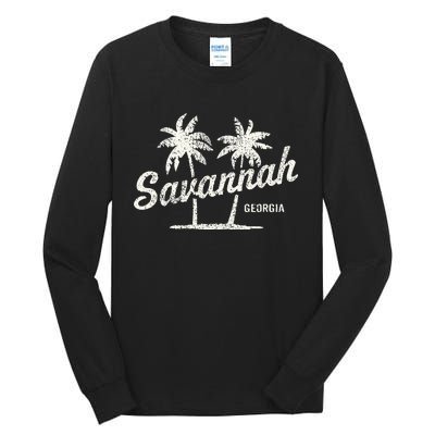 Savannah Georgia Vintage 70s Palm Trees Tall Long Sleeve T-Shirt