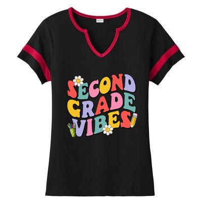 Second Grade Vibes Back To School 2nd Grade Team 1st Day Ladies Halftime Notch Neck Tee