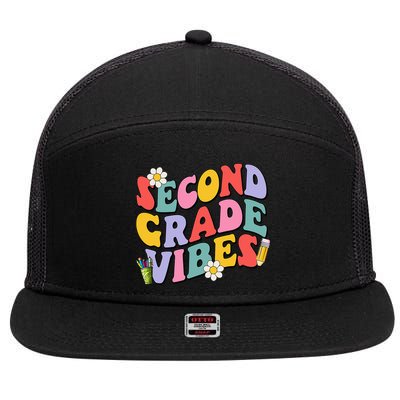 Second Grade Vibes Back To School 2nd Grade Team 1st Day 7 Panel Mesh Trucker Snapback Hat