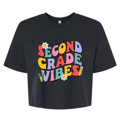 Second Grade Vibes Back To School 2nd Grade Team 1st Day Bella+Canvas Jersey Crop Tee