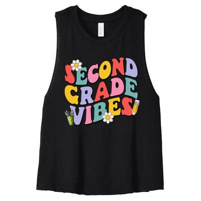 Second Grade Vibes Back To School 2nd Grade Team 1st Day Women's Racerback Cropped Tank