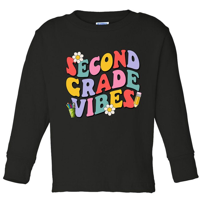 Second Grade Vibes Back To School 2nd Grade Team 1st Day Toddler Long Sleeve Shirt