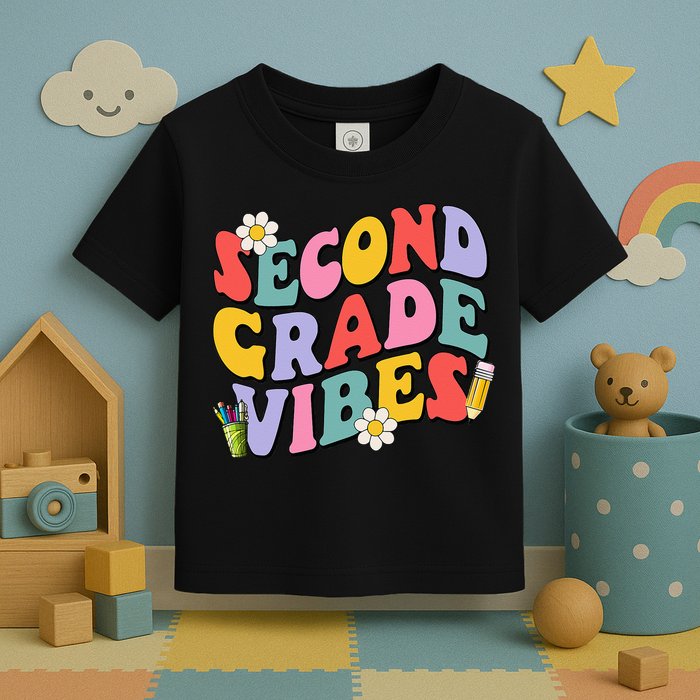 Second Grade Vibes Back To School 2nd Grade Team 1st Day Toddler T-Shirt