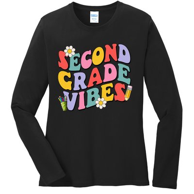 Second Grade Vibes Back To School 2nd Grade Team 1st Day Ladies Long Sleeve Shirt