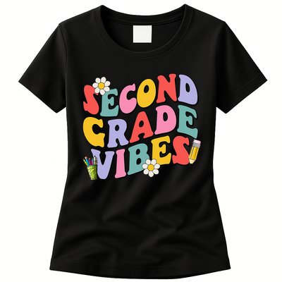 Second Grade Vibes Back To School 2nd Grade Team 1st Day Womens T-Shirt