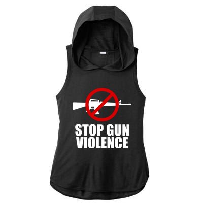 Stop Gun Violence Anti Guns Ladies PosiCharge Tri-Blend Wicking Draft Hoodie Tank