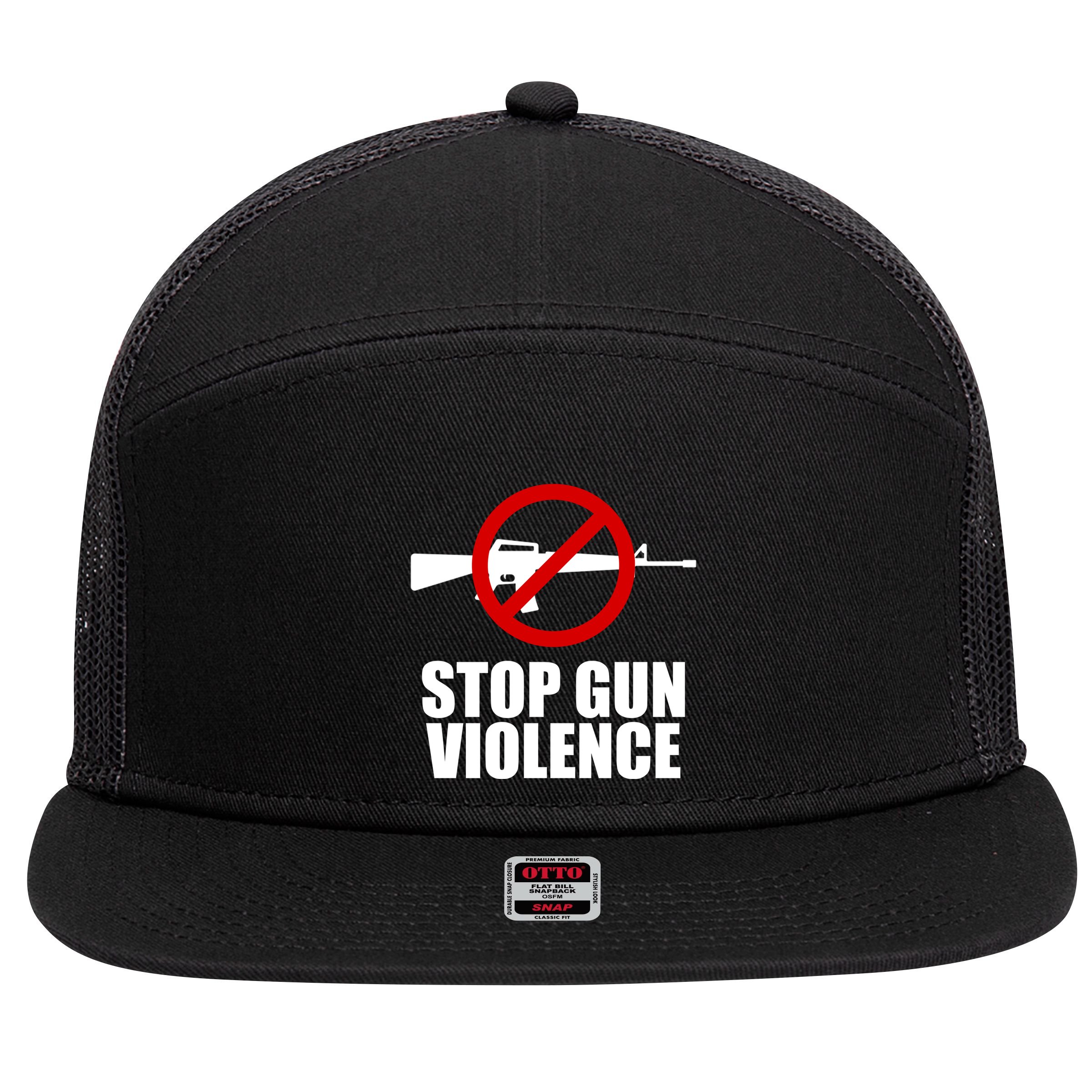 Stop Gun Violence Anti Guns 7 Panel Mesh Trucker Snapback Hat