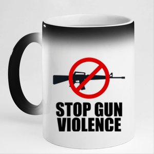 Stop Gun Violence Anti Guns 11oz Black Color Changing Mug