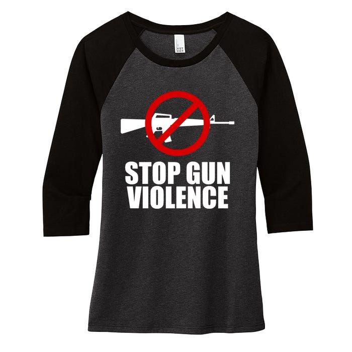 Stop Gun Violence Anti Guns Women's Tri-Blend 3/4-Sleeve Raglan Shirt