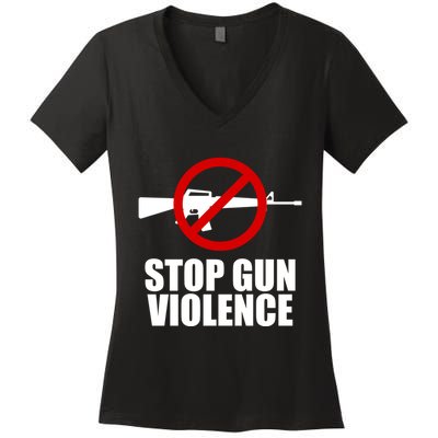 Stop Gun Violence Anti Guns Women's V-Neck T-Shirt