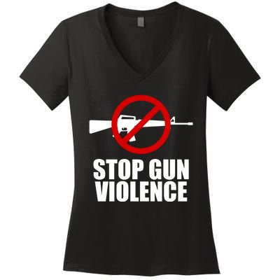 Stop Gun Violence Anti Guns Women's V-Neck T-Shirt