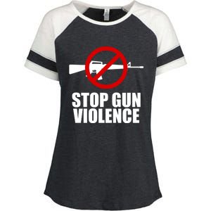 Stop Gun Violence Anti Guns Enza Ladies Jersey Colorblock Tee