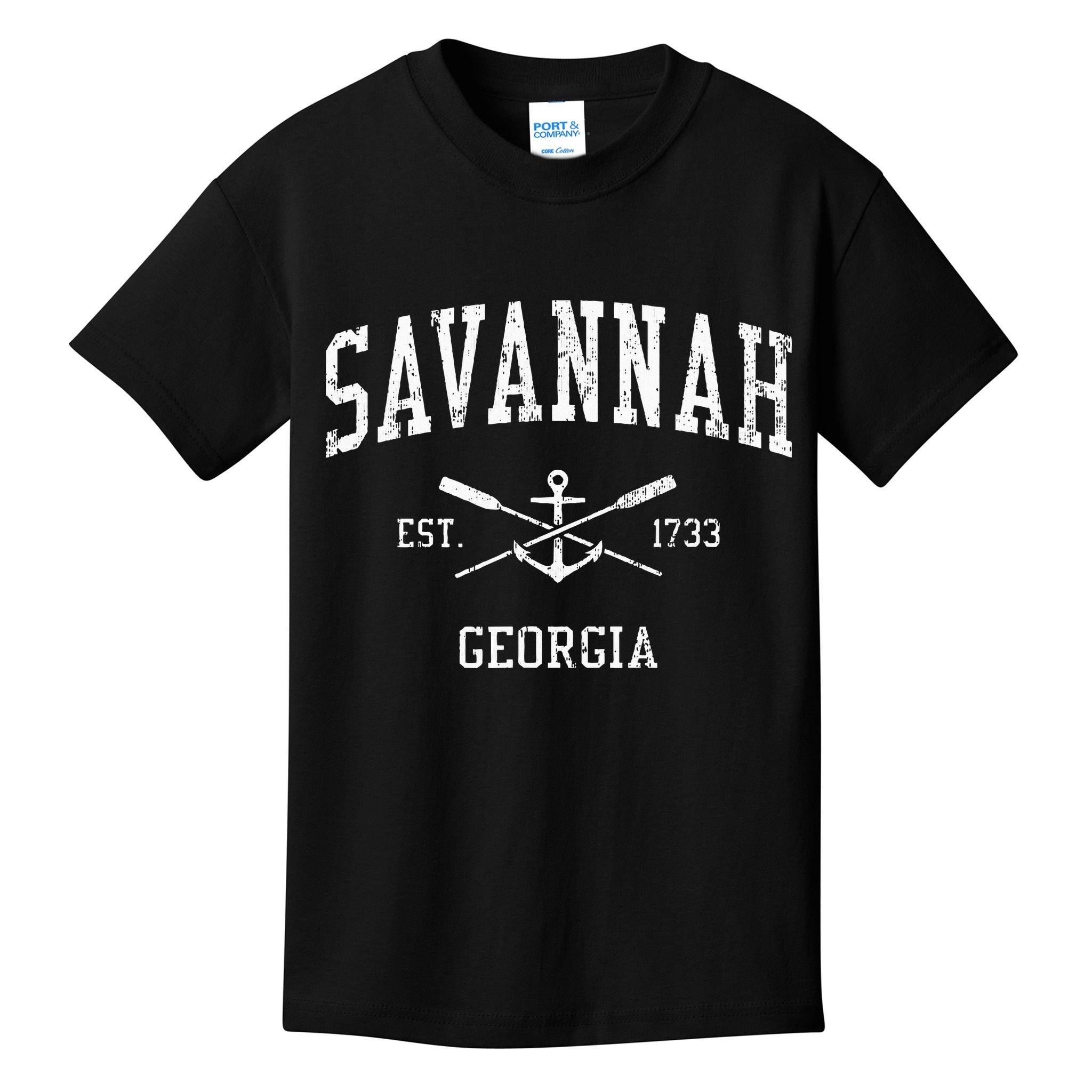 Savannah Ga Vintage Crossed Oars & Boat Anchor Sports Kids T-Shirt