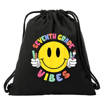 Seventh Grade Vibes Teachers 7th Grade Team Back To School Drawstring Bag