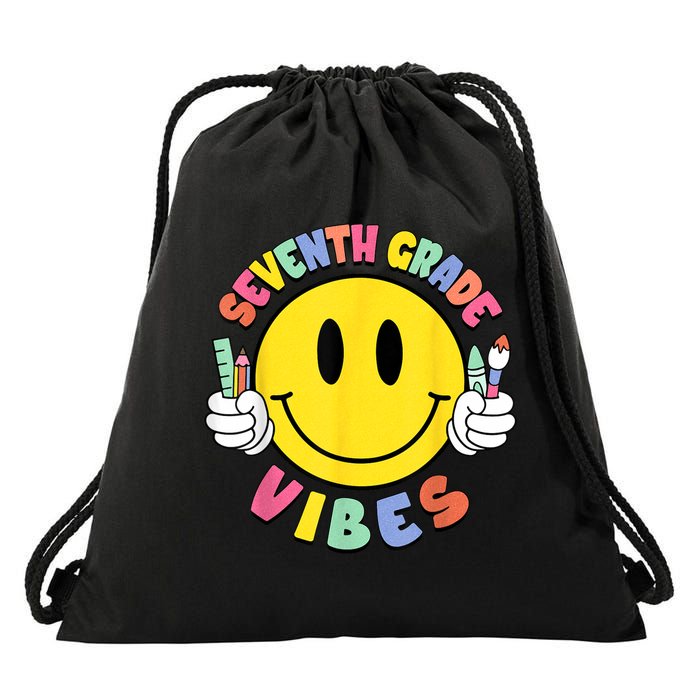 Seventh Grade Vibes Teachers 7th Grade Team Back To School Drawstring Bag