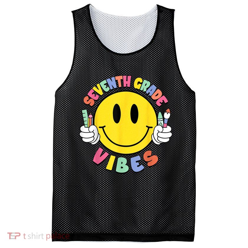 Seventh Grade Vibes Teachers 7th Grade Team Back To School Mesh Reversible Basketball Jersey Tank