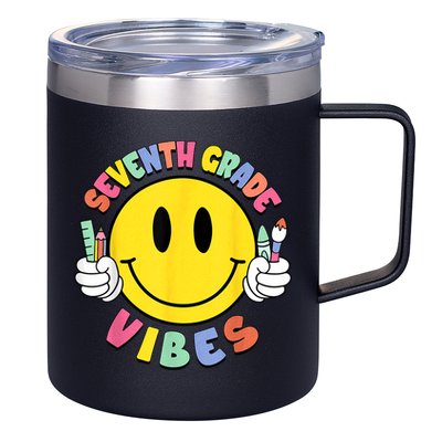 Seventh Grade Vibes Teachers 7th Grade Team Back To School 12oz Stainless Steel Coffee Mug