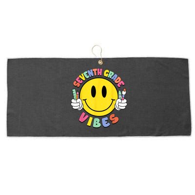 Seventh Grade Vibes Teachers 7th Grade Team Back To School Large Microfiber Waffle Golf Towel