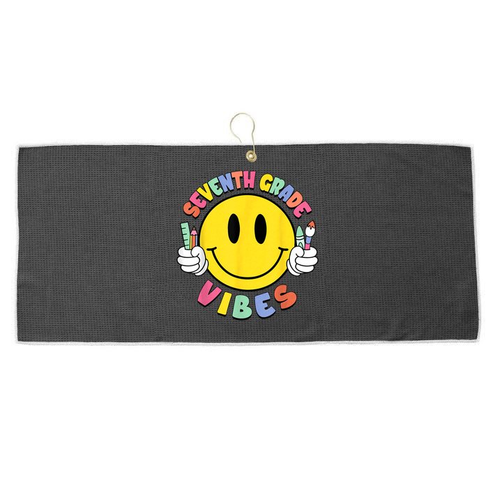 Seventh Grade Vibes Teachers 7th Grade Team Back To School Large Microfiber Waffle Golf Towel