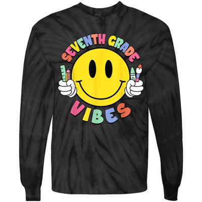 Seventh Grade Vibes Teachers 7th Grade Team Back To School Tie-Dye Long Sleeve Shirt