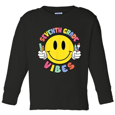 Seventh Grade Vibes Teachers 7th Grade Team Back To School Toddler Long Sleeve Shirt