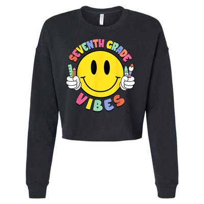 Seventh Grade Vibes Teachers 7th Grade Team Back To School Cropped Pullover Crew