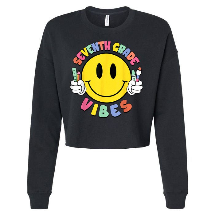 Seventh Grade Vibes Teachers 7th Grade Team Back To School Cropped Pullover Crew