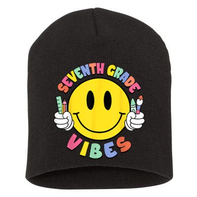 Seventh Grade Vibes Teachers 7th Grade Team Back To School Short Acrylic Beanie