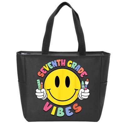 Seventh Grade Vibes Teachers 7th Grade Team Back To School Zip Tote Bag