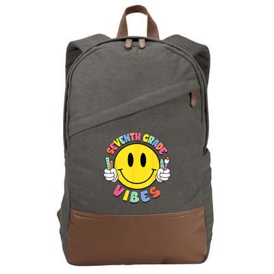 Seventh Grade Vibes Teachers 7th Grade Team Back To School Cotton Canvas Backpack