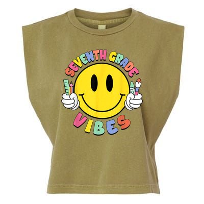 Seventh Grade Vibes Teachers 7th Grade Team Back To School Garment-Dyed Women's Muscle Tee
