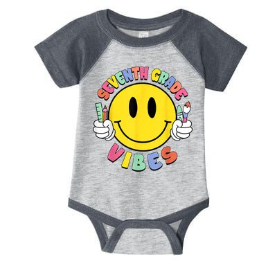 Seventh Grade Vibes Teachers 7th Grade Team Back To School Infant Baby Jersey Bodysuit