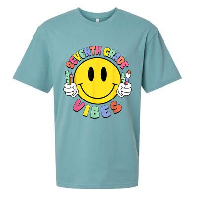 Seventh Grade Vibes Teachers 7th Grade Team Back To School Sueded Cloud Jersey T-Shirt