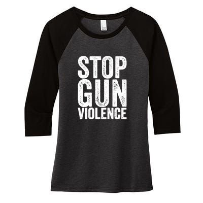 Stop Gun Violence Vintage Women's Tri-Blend 3/4-Sleeve Raglan Shirt