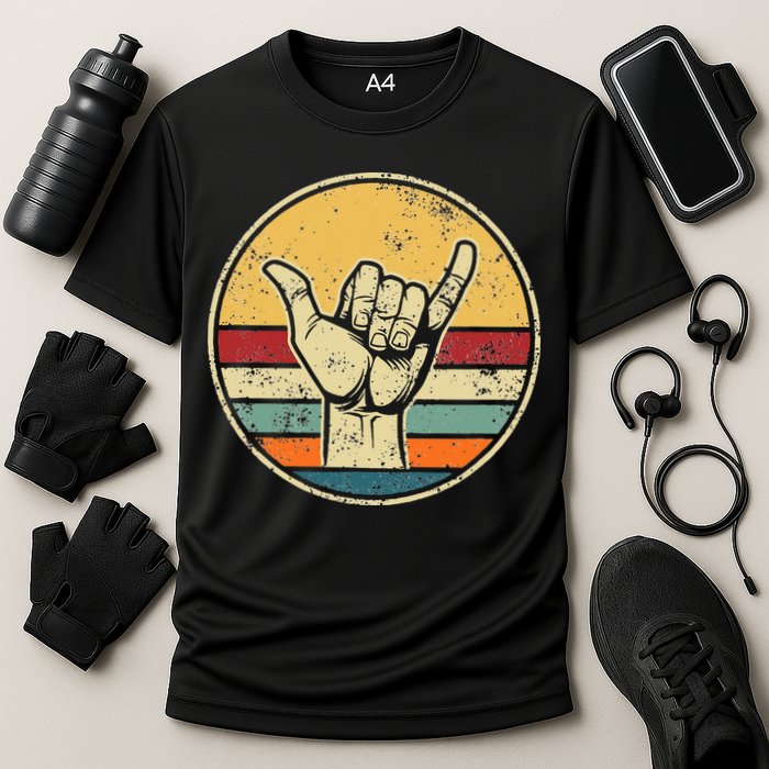 Shaka Good Vibes Hang Loose Surfing Beach Apparel Design Cooling Performance Crew T-Shirt