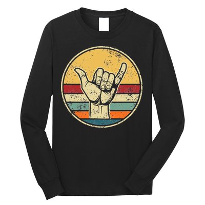 Shaka Good Vibes Hang Loose Surfing Beach Apparel Design Long Sleeve Shirt