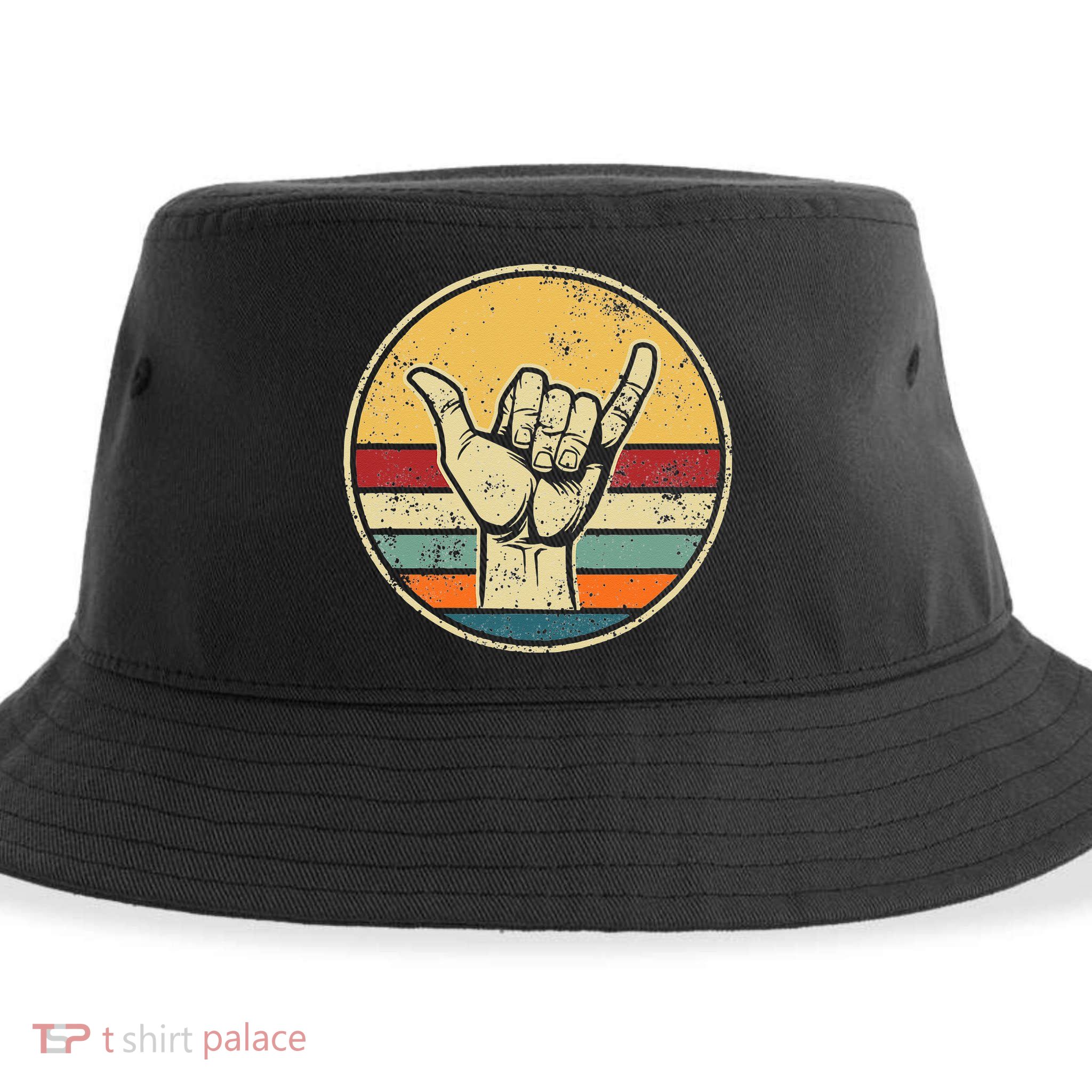 Shaka Good Vibes Hang Loose Surfing Beach Apparel Design Sustainable Bucket Hat