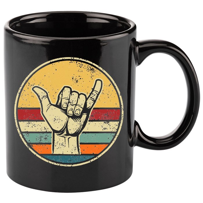 Shaka Good Vibes Hang Loose Surfing Beach Apparel Design 11oz C Handle Ceramic Mug