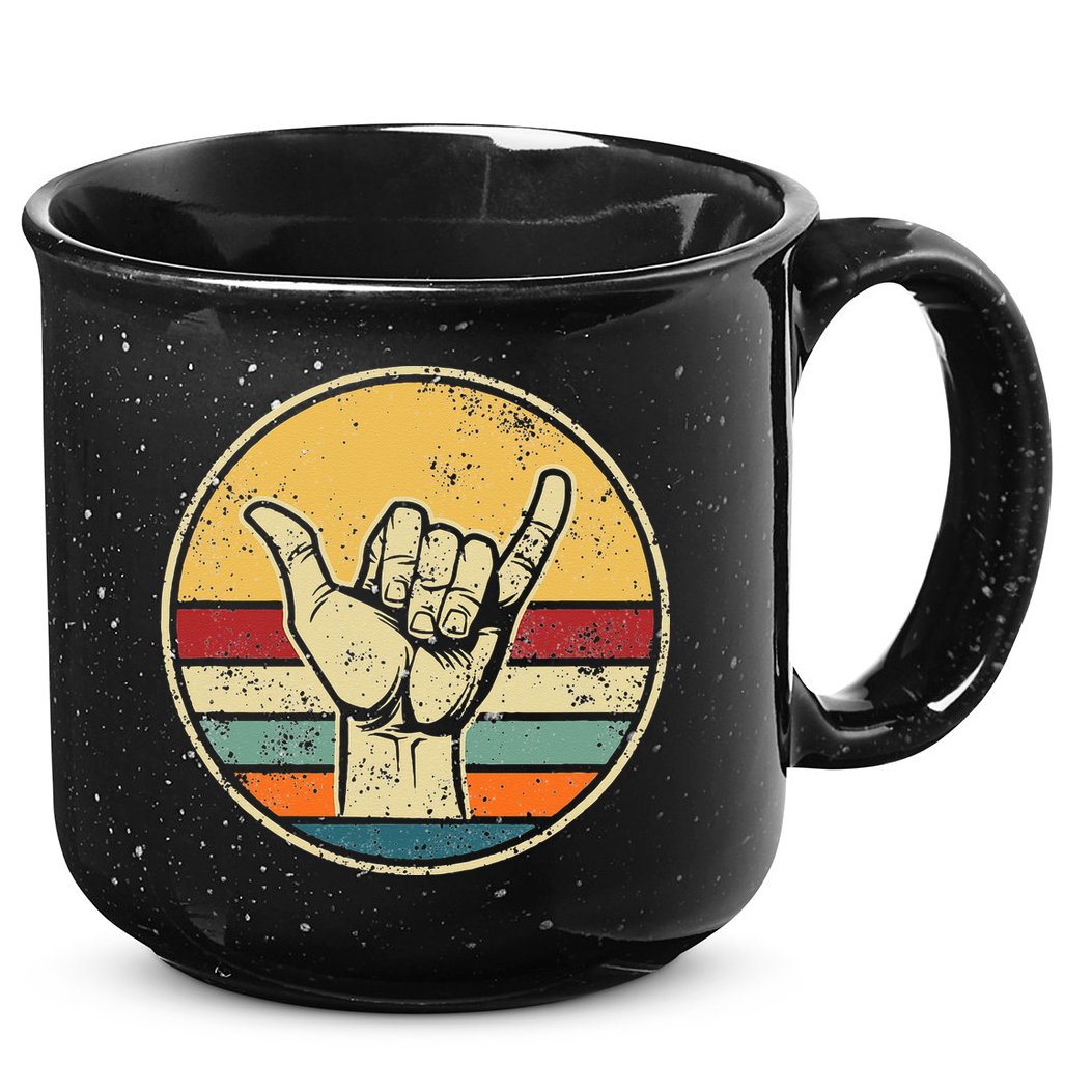 Shaka Good Vibes Hang Loose Surfing Beach Apparel Design 15oz Campfire Ceramic Mug