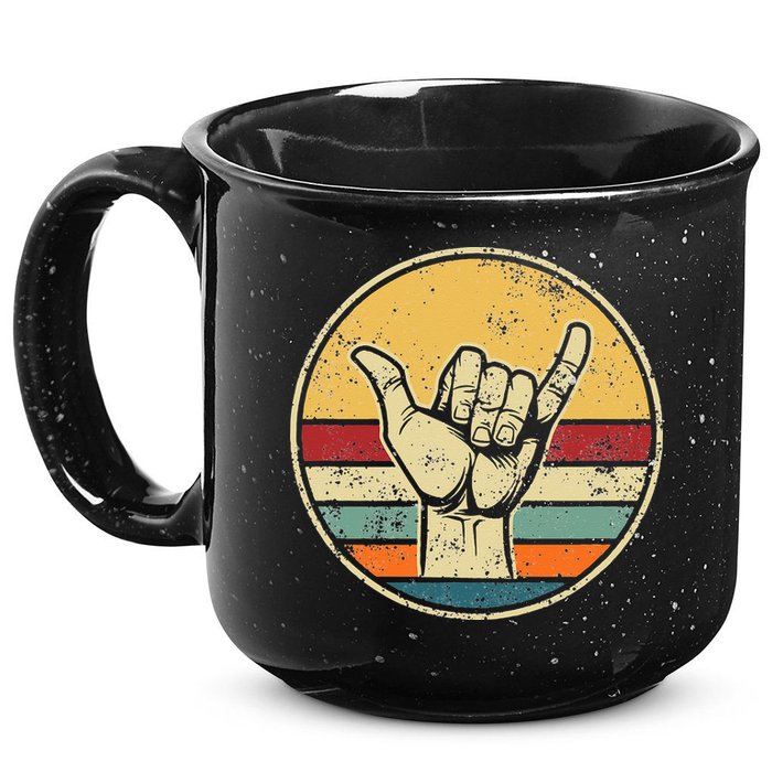 Shaka Good Vibes Hang Loose Surfing Beach Apparel Design 15oz Campfire Ceramic Mug