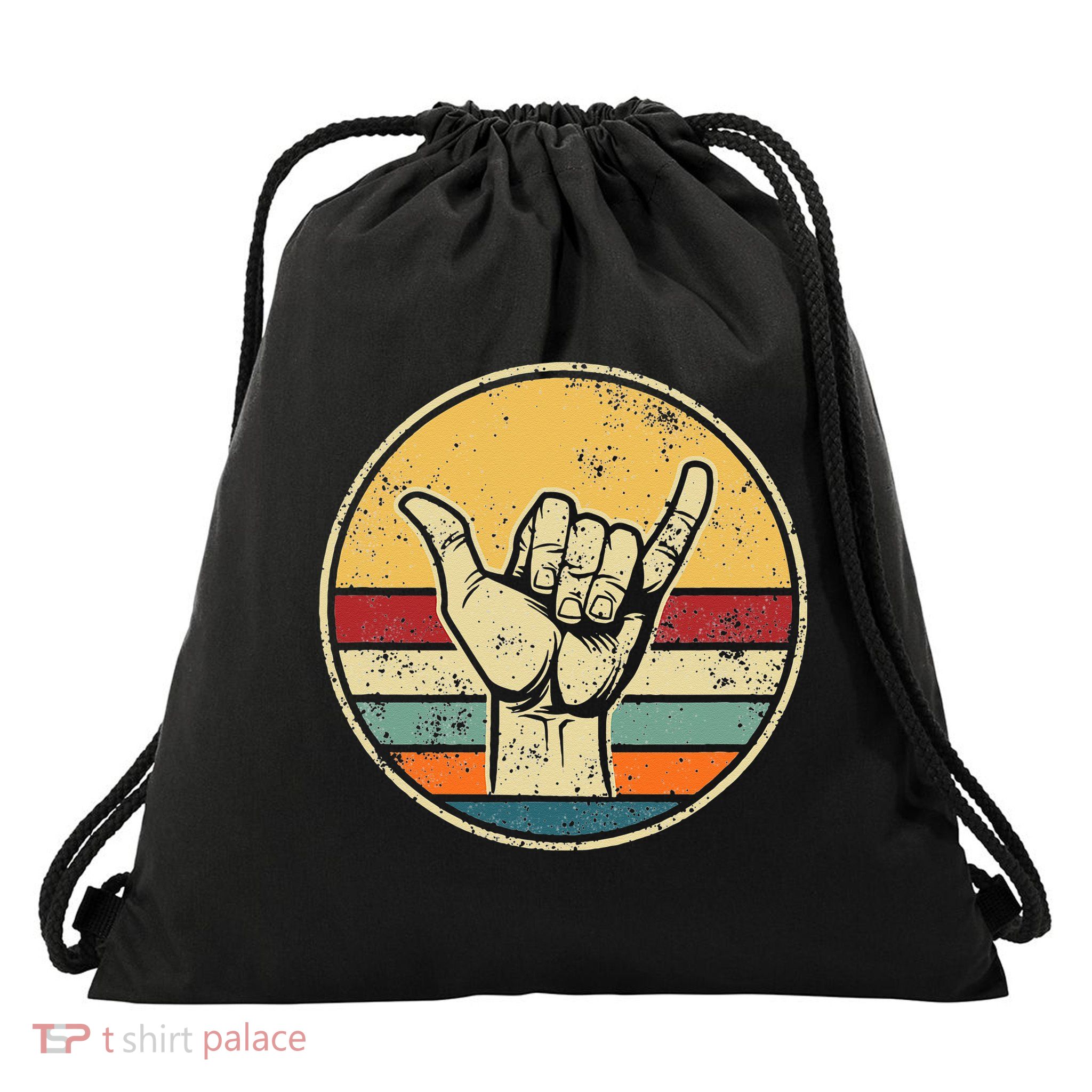 Shaka Good Vibes Hang Loose Surfing Beach Apparel Design Drawstring Bag