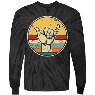 Shaka Good Vibes Hang Loose Surfing Beach Apparel Design Tie-Dye Long Sleeve Shirt