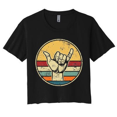 Shaka Good Vibes Hang Loose Surfing Beach Apparel Design Crop Top
