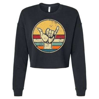 Shaka Good Vibes Hang Loose Surfing Beach Apparel Design Cropped Pullover Crew