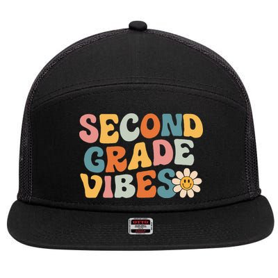 Second Grade Vibes 2nd Grade Team Retro 1st Day Of School 7 Panel Mesh Trucker Snapback Hat