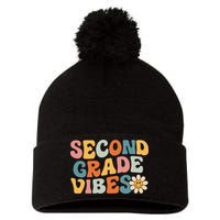 Second Grade Vibes 2nd Grade Team Retro 1st Day Of School Pom Pom 12in Knit Beanie