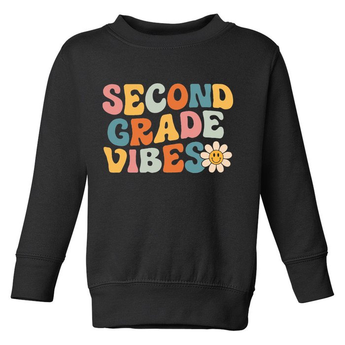 Second Grade Vibes 2nd Grade Team Retro 1st Day Of School Toddler Sweatshirt