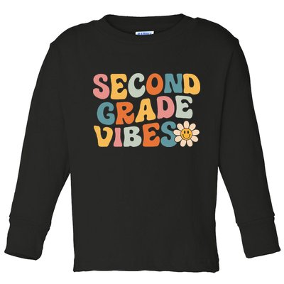 Second Grade Vibes 2nd Grade Team Retro 1st Day Of School Toddler Long Sleeve Shirt